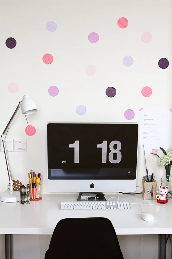 washi tape home decor - polka dot accent wall, Fellow Fellow