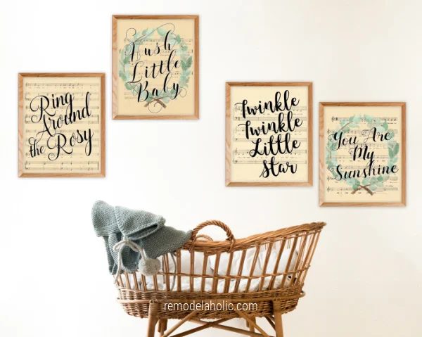 Printable Nursery Rhyme Vintage Sheet Music Art, Bekob