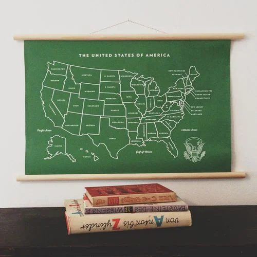 how to hang a map print or photo poster without a frame (Spoonflower)