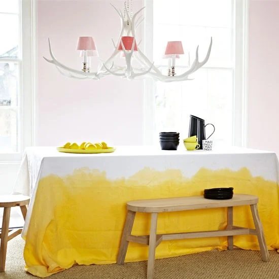 dip dyed tablecloth - use a dropcloth!