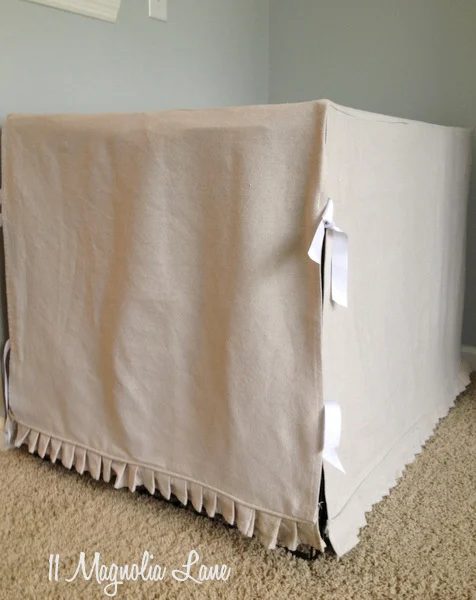 slipcovered dog crate from a dropcloth