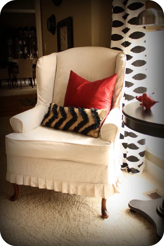 dropcloth slipcovered wingback chair