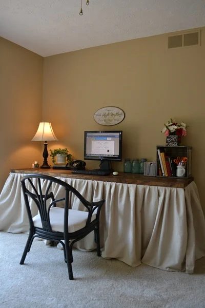 dropcloth skirted desk