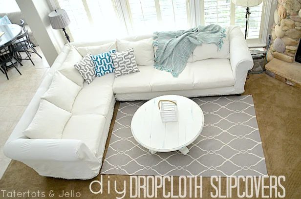 handmade dropcloth slipcovers