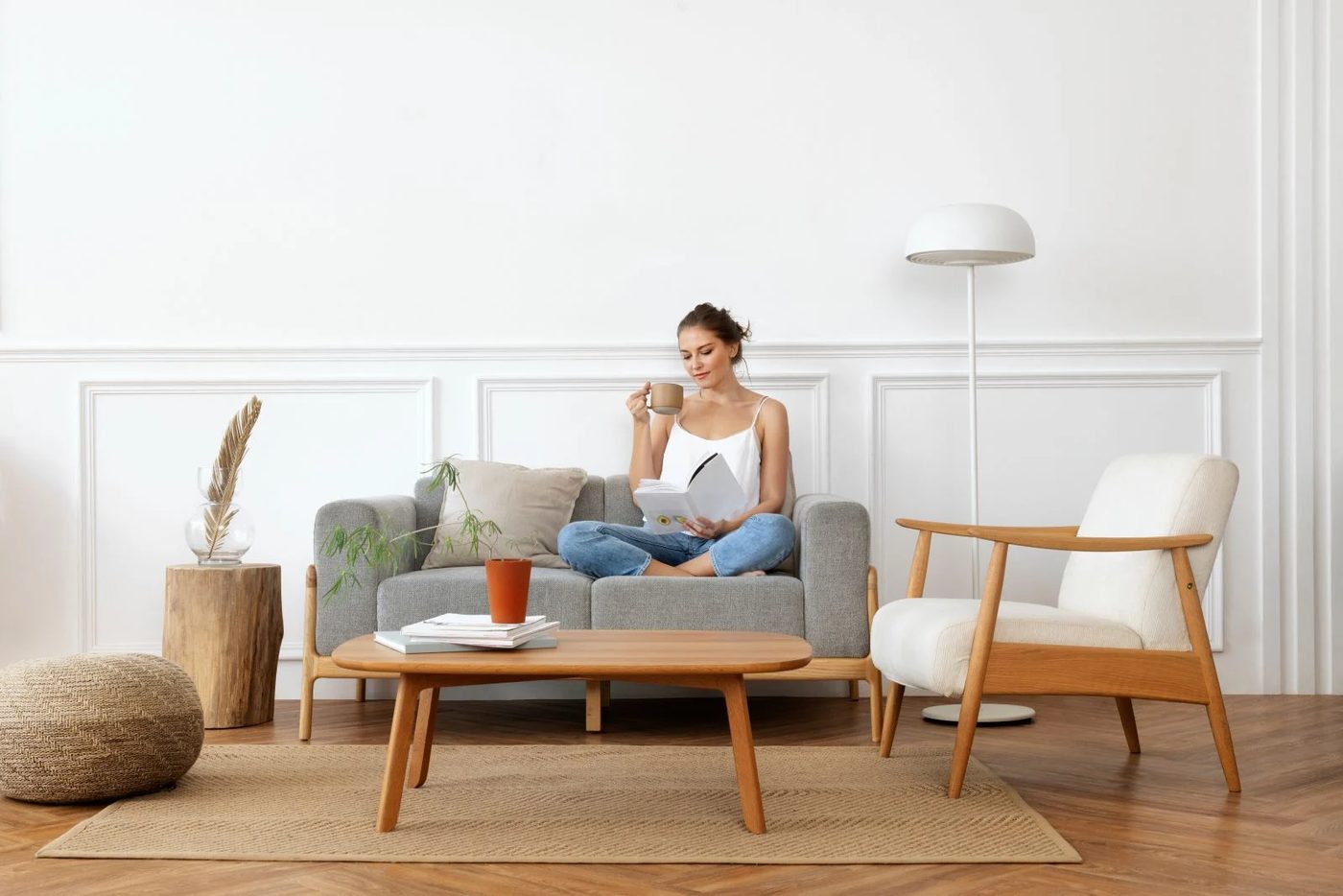 Minimalism Woman On Couch