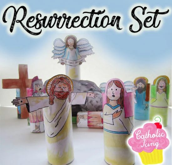 Printable Resurrection Set For Kids From Catholic Icing, Easter activities for kids Via Bekob
