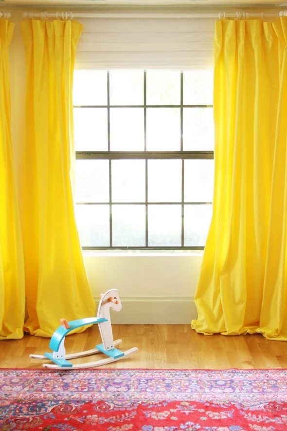 dyed white curtains yellow