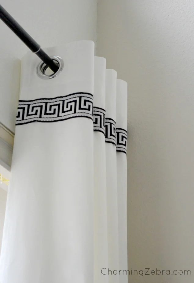 thick trim top of white curtains