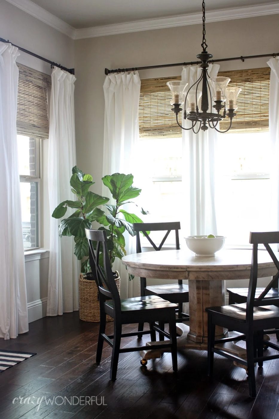 add bamboo roman shades white curtains