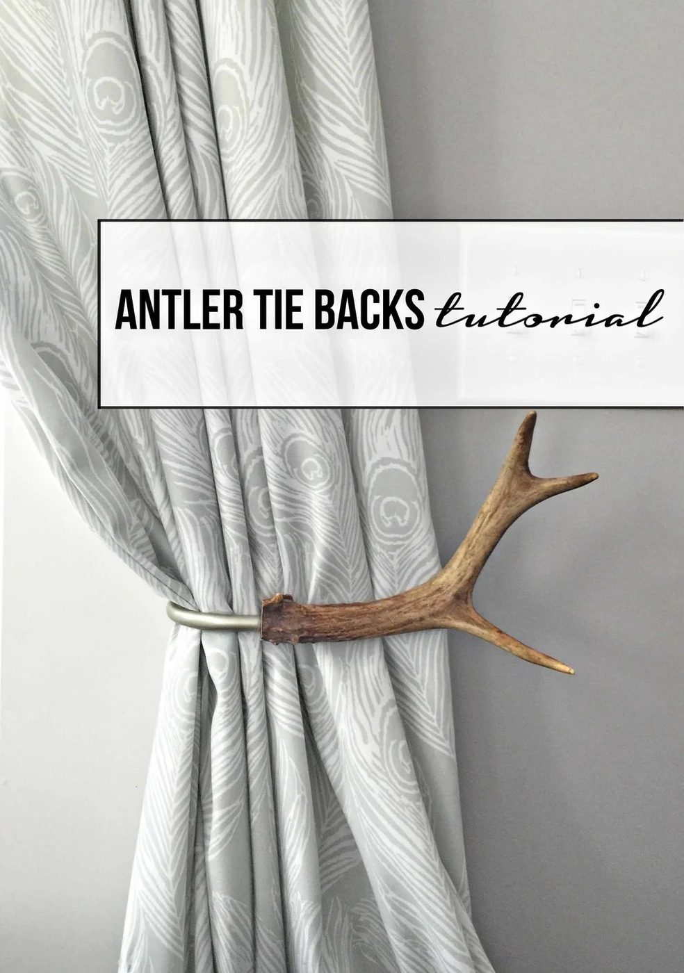 antler tie backs handmade white curtains