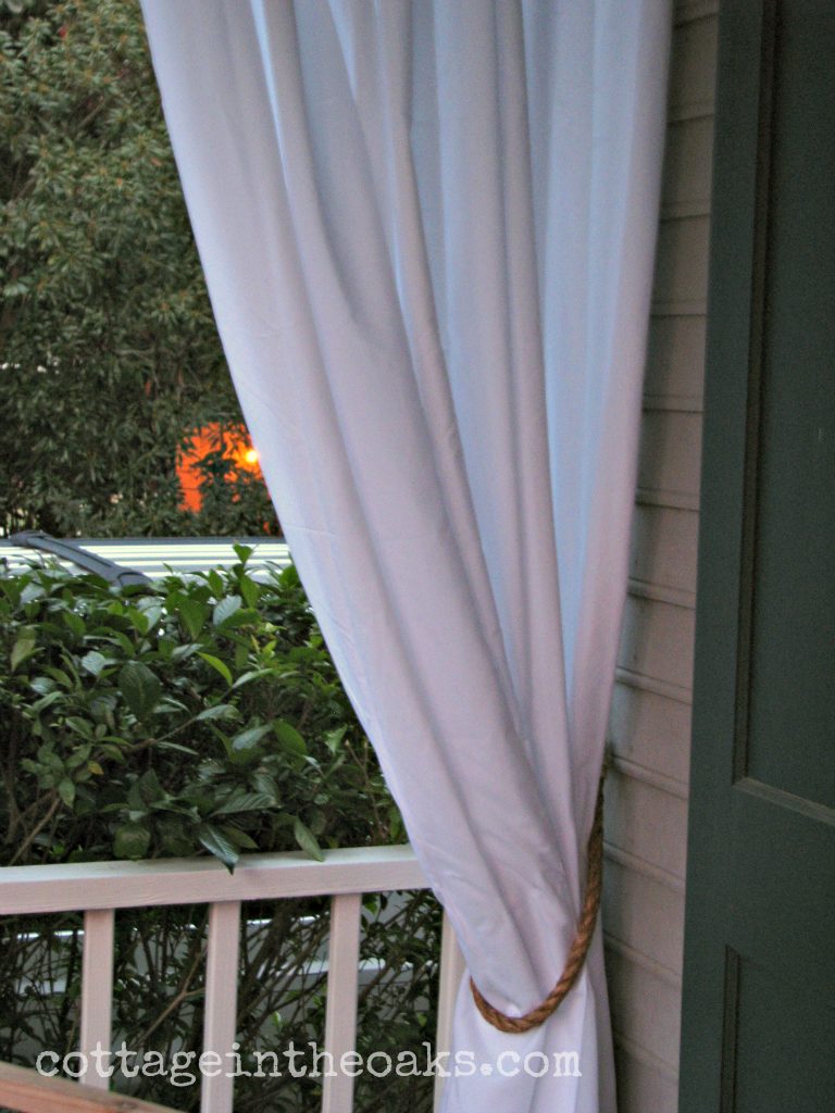 handmade rope tie-backs white curtains