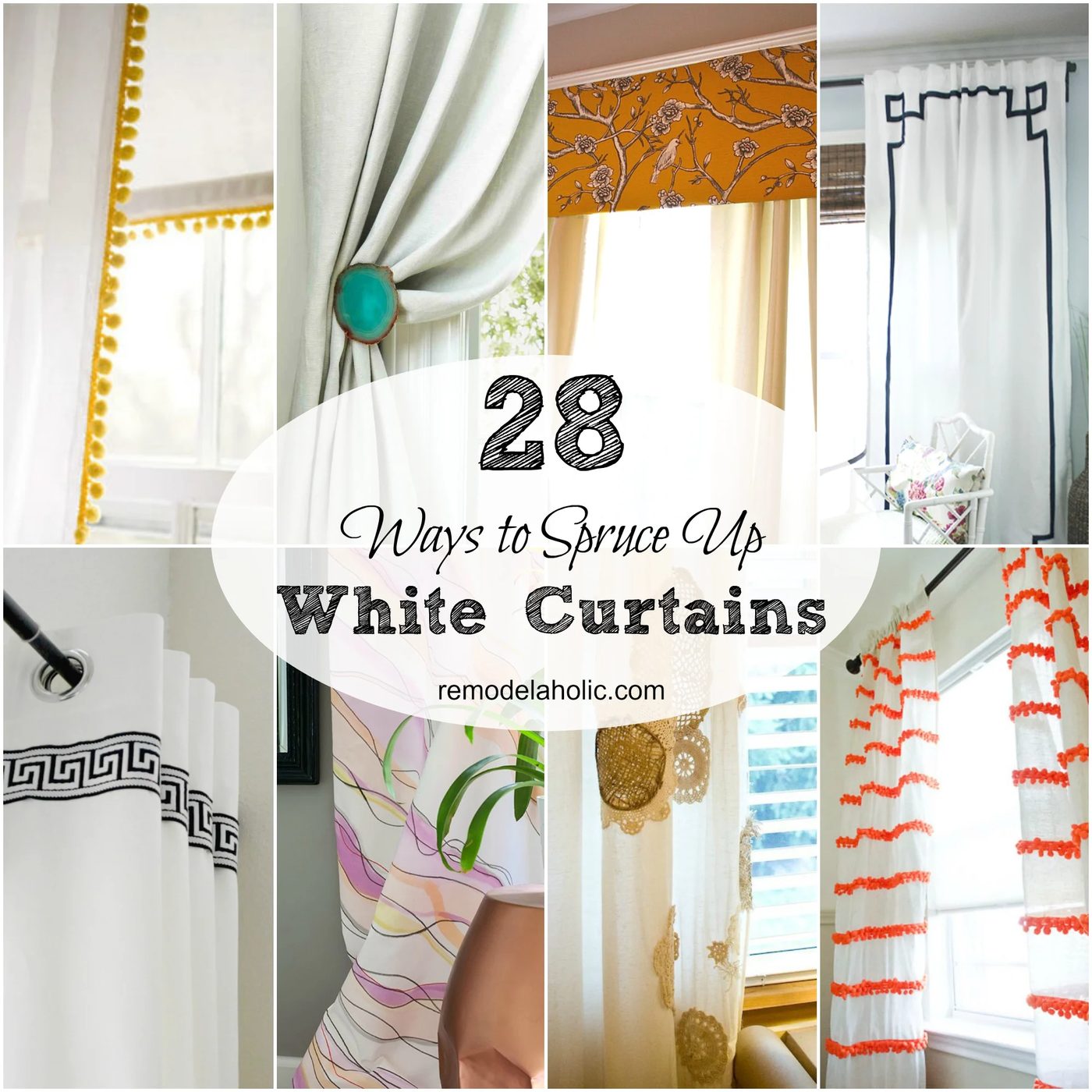 White curtains can be calming and striking... or they can feel bland. If you're looking to spice up plain curtains, try these options!