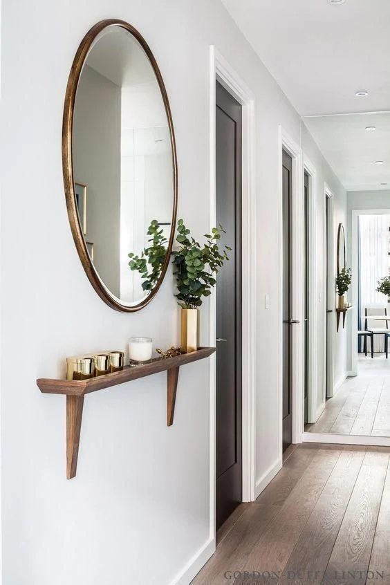 How to Decorate a Hallway - Small Ledge Shelf With Mirror