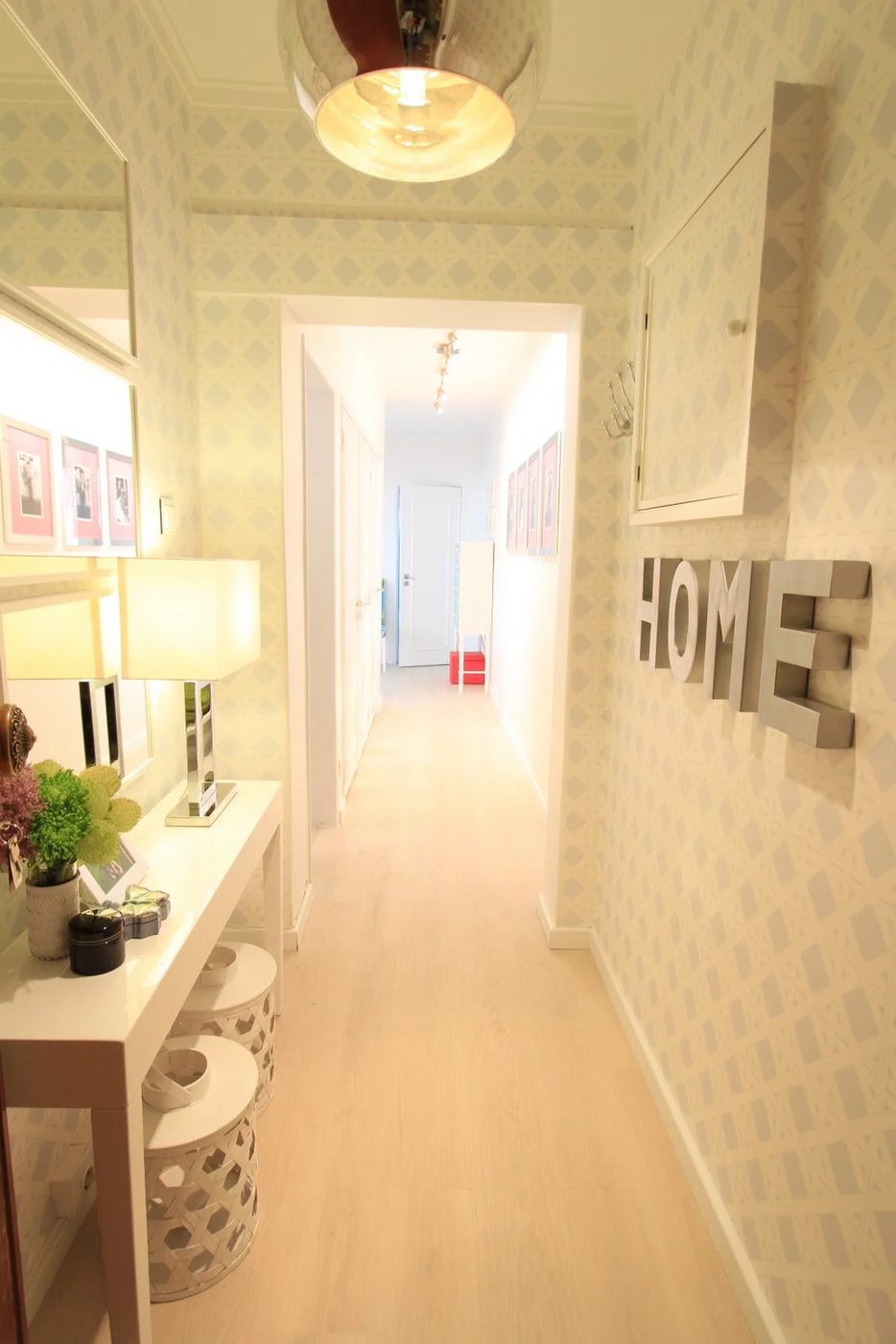 Decorate A Hallway Stenciled Trellis Console Table Mirrors And Letters Ana Antunes Featured On Bekob