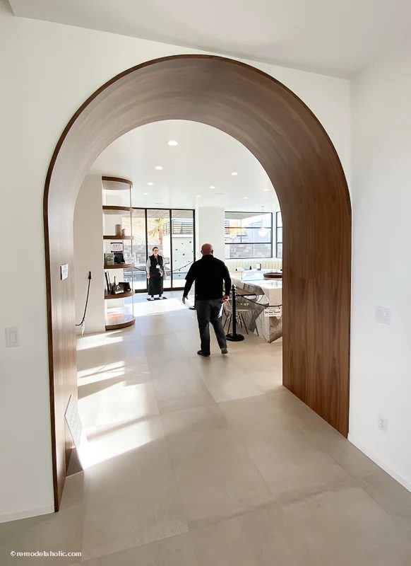 How to Decorate a Hallway: Curved Ceiling with Wood Accent