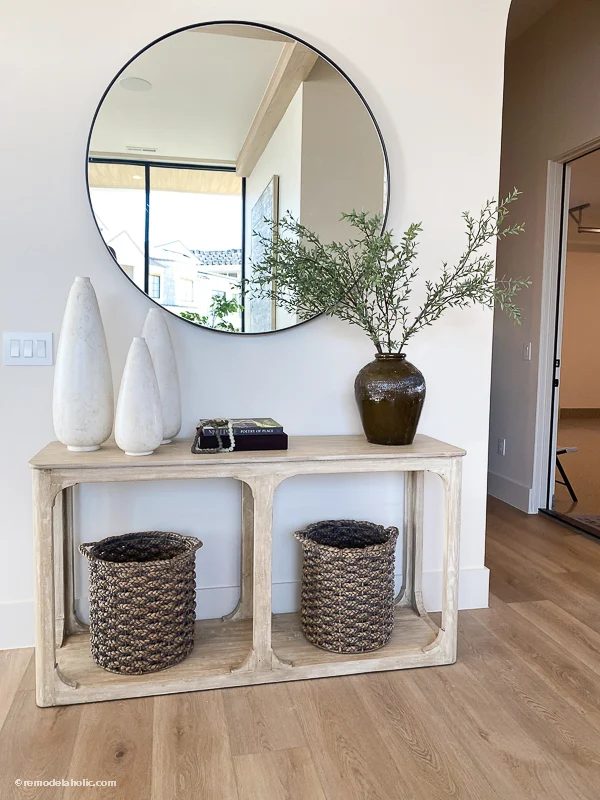 How to Decorate a Hallway - Round Mirror and Console Table