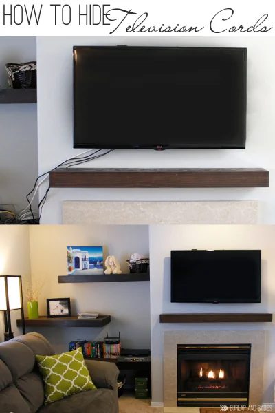 how to hide television cords in the wall (Burlap and Babies)
