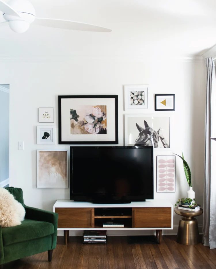 gallery wall around television (Room For Tuesday)