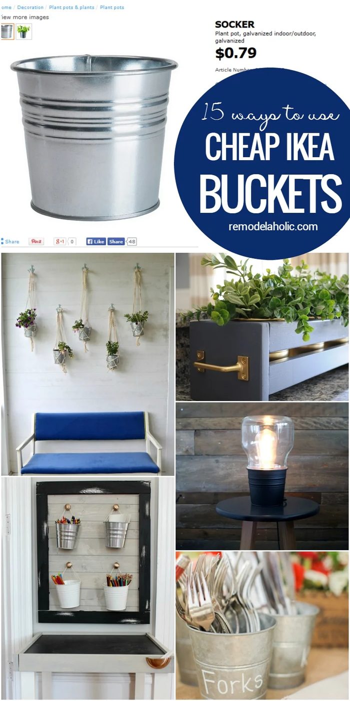 These low-cost metal buckets from IKEA's SOCKER line are SO versatile to method into organizers, lights, and more. Great for organizing every room in the house, too!