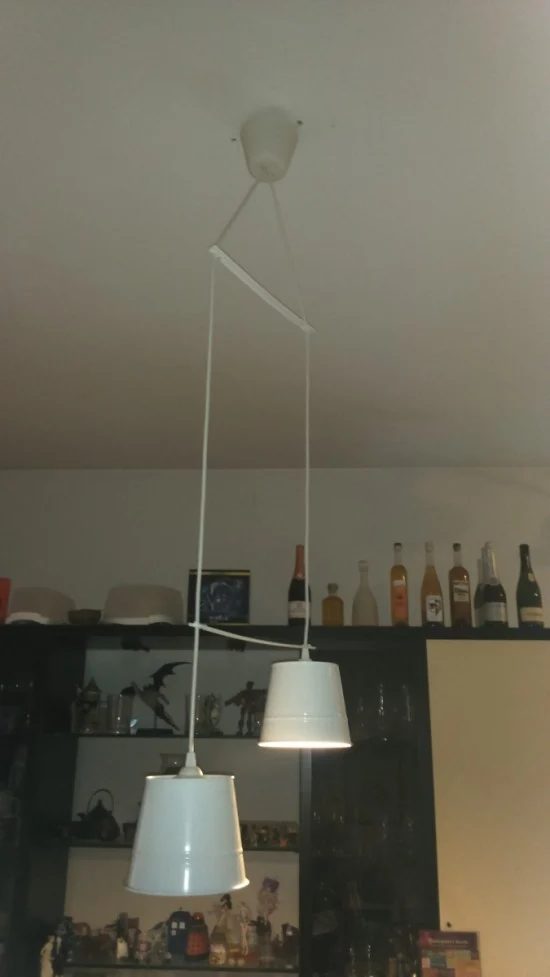 IKEA SOCKER metal bucket turned pendant lamp via ikeahackers