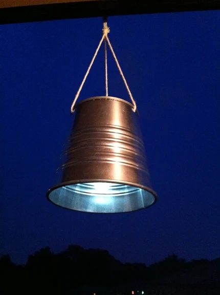 solar lantern from a solar light and IKEA metal bucket via ikeahackers