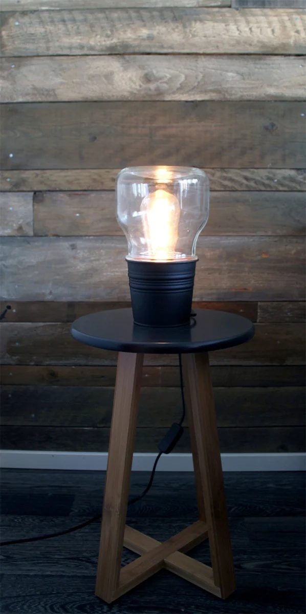 straightforward IKEA metal bucket (SOCKER) method into a small table lamp via IKEAHackers