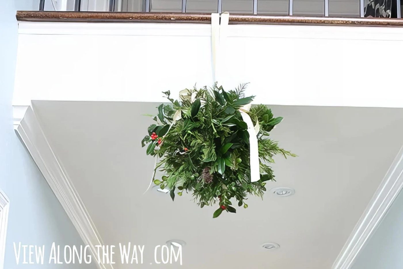 Use Fresh Greenery To Make A Handmade Kissing Ball For Christmas View Along The Way Via @Bekob 032949