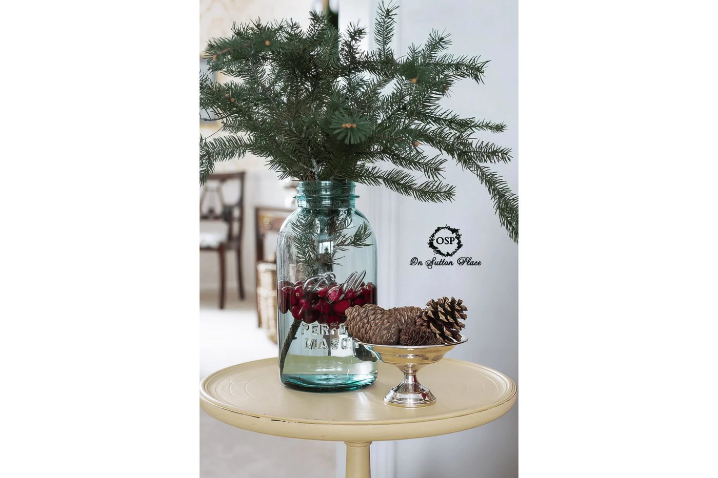 Use Fresh Greens And Cranberries To Create A Winter Vignette On Sutton Place Via @Bekob 533x800 033019 Copy