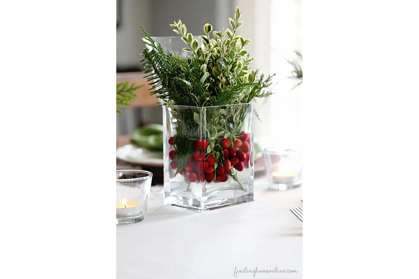 Use Fresh Evergreen As A Table Centerpiece Finding Home Online Via @Bekob 033026 Copy