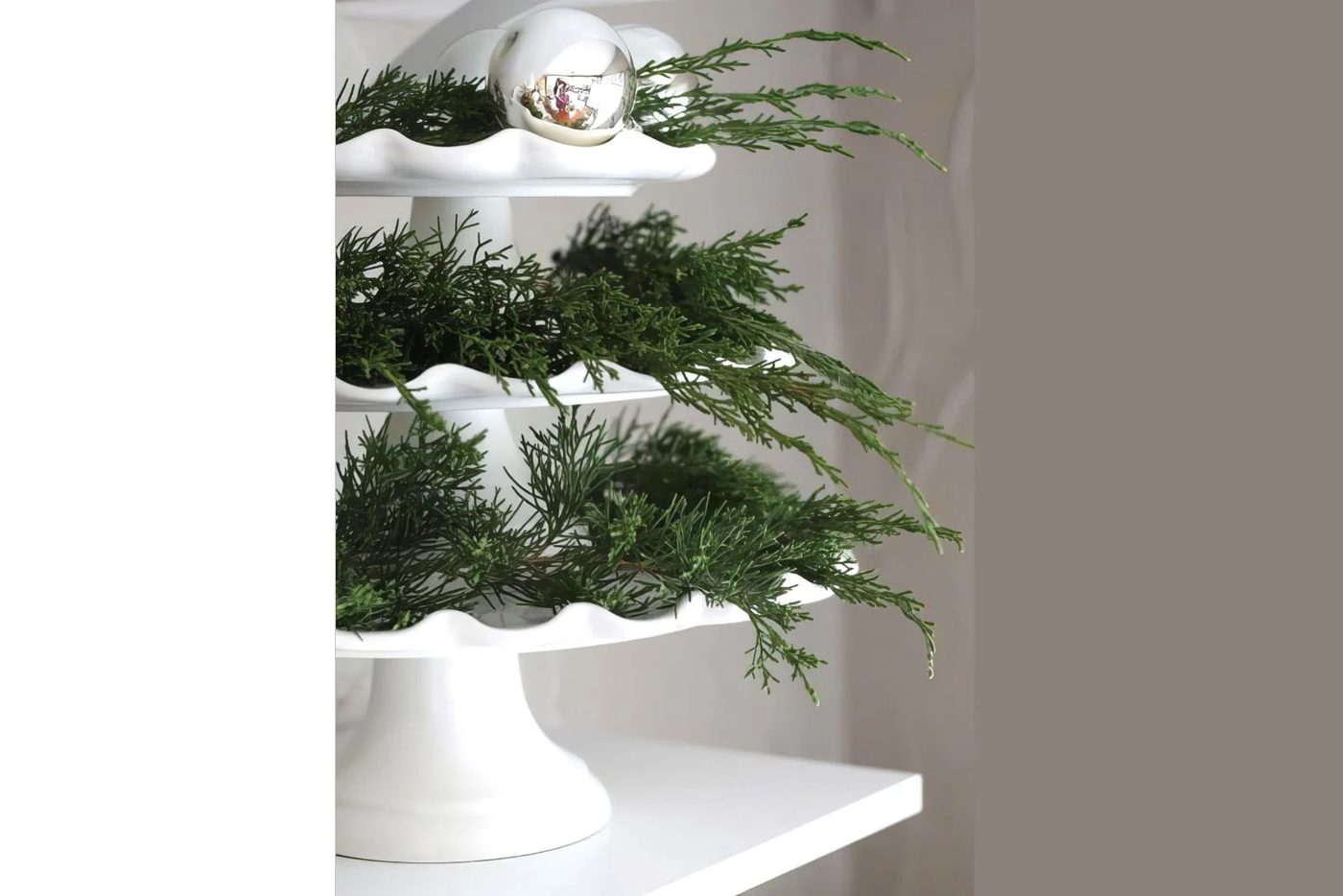 Fresh Fir And Pine Branches On A Cake Plate Dish 12th And White Via @Bekob