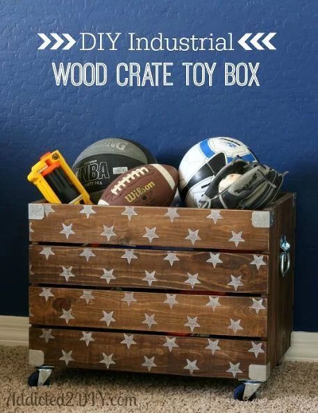 25. Handmade Wood Crate Toy Box