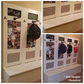 An Organized Entryway Bench With Shoe Storage And Coat And Backpack Hooks