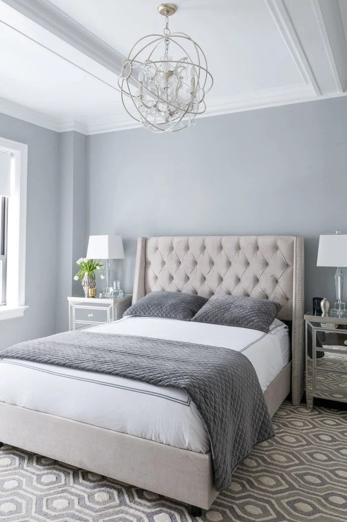 Bedroom With With Grey Walls, Wall Color Is Benjamin Moore Coventry Gray