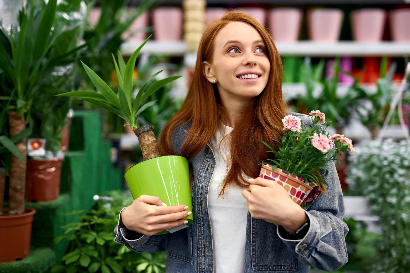 Woman Buying Plants