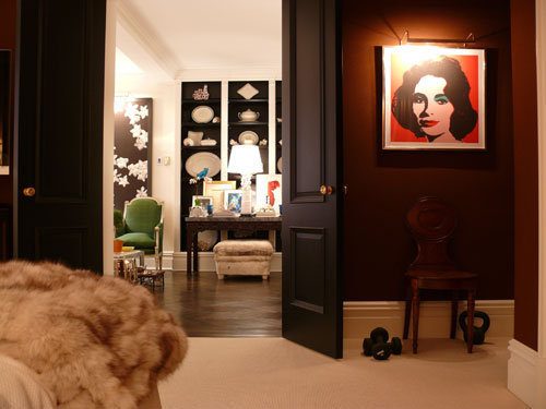 White Book Shelves with Black Interiors
