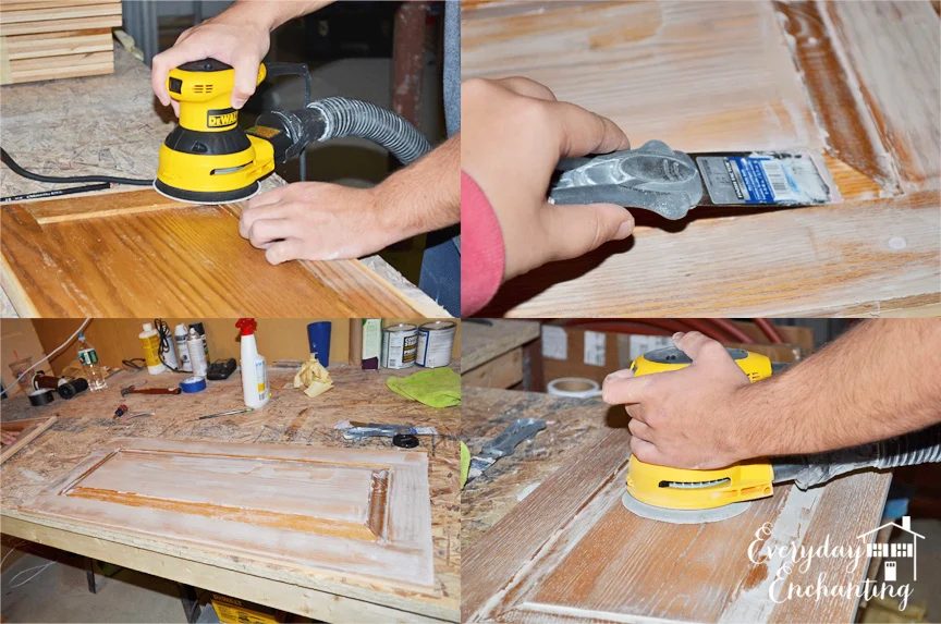 sanding and painting kitchen cabinets, Everyday Enchanting on Bekob