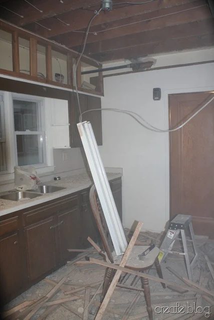 demolishing the kitchen