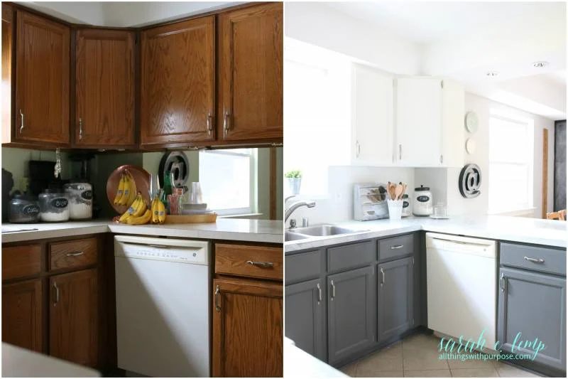 After And Before White Farmhouse Kitchen Renovation, All Things With Purpose Featured On @Bekob
