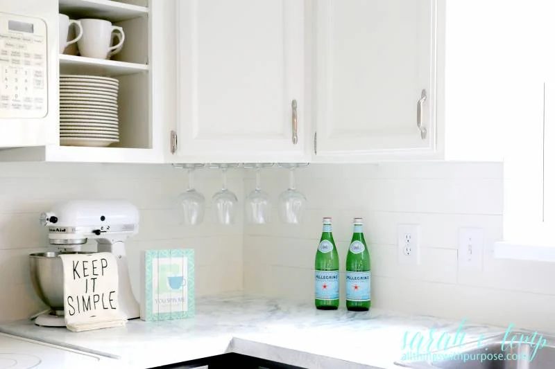 Diy Shiplap Backsplash Using Peel And Stick Vinyl Tiles, All Things With Purpose Featured On @Bekob