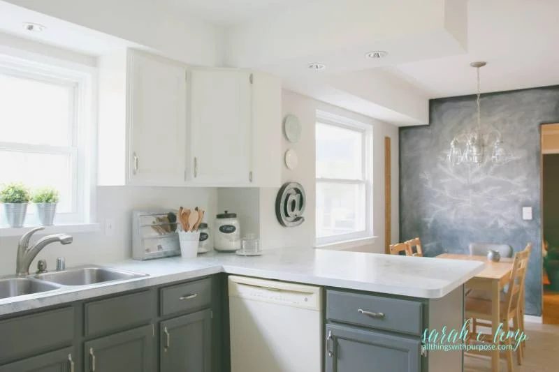 Oak Kitchen Updated With Paint And Shiplap Backsplash, All Things With Purpose Featured On @Bekob