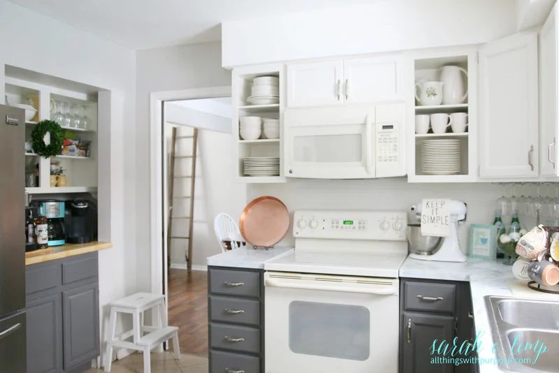 modest-cost Friendly Handmade Farmhouse Kitchen Makeover With Painted Cabinets Faux Shiplap Backsplash, All Things With Purpose Featured On @remodelaholi