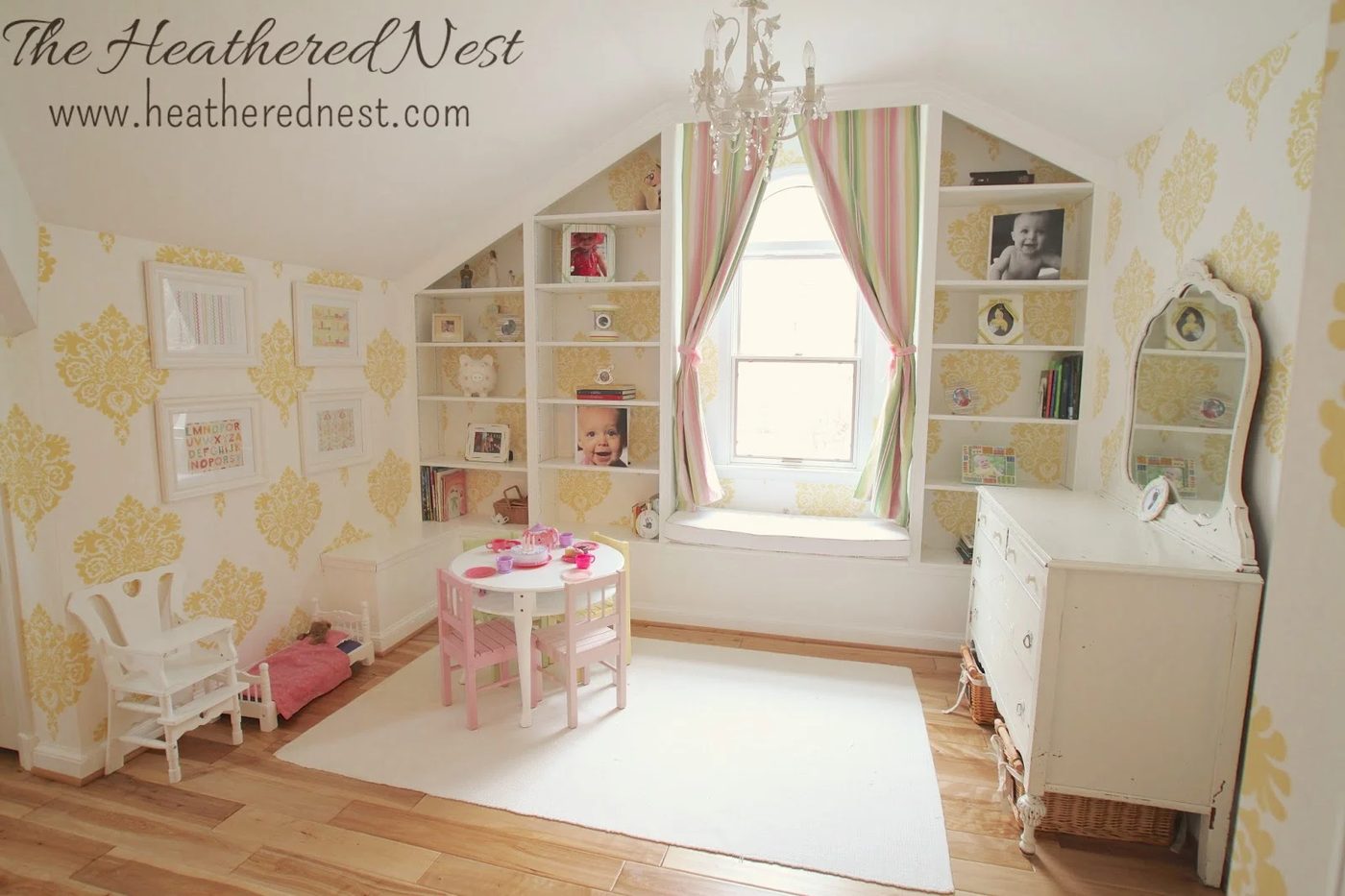 white painted built-ins around window The Heathered Nest