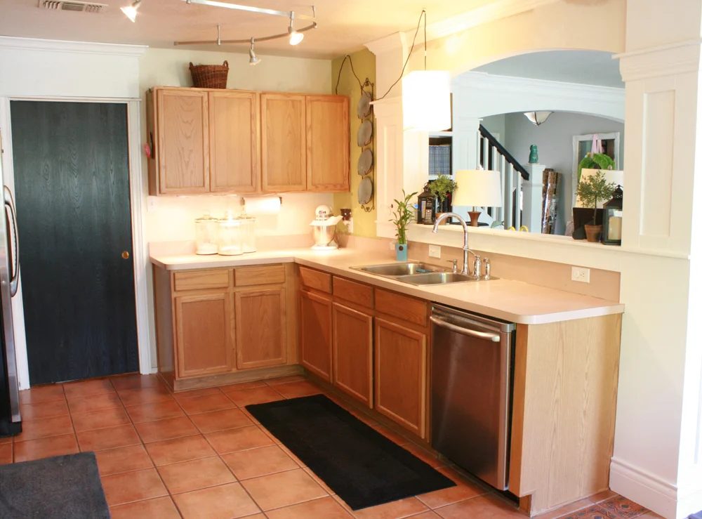 Before white subway tile