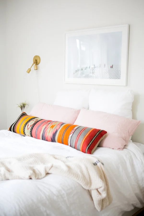 modern neutral southwest style bedroom via Style Me Pretty, photo Monica Wang