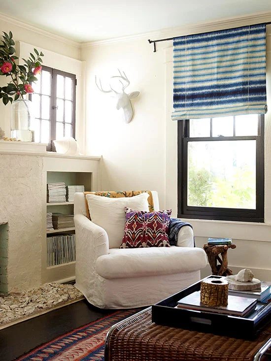 neutral modern southwest living room via BHG