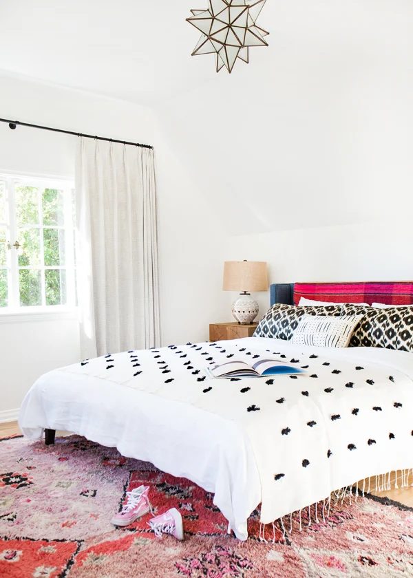 modern colorful southwest inspired bedroom via Style Me Pretty, photo Tessa Neustadt
