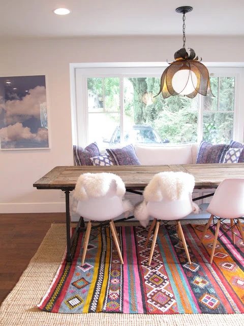 colorful southwestern rug and dining room, Amber Interior Design