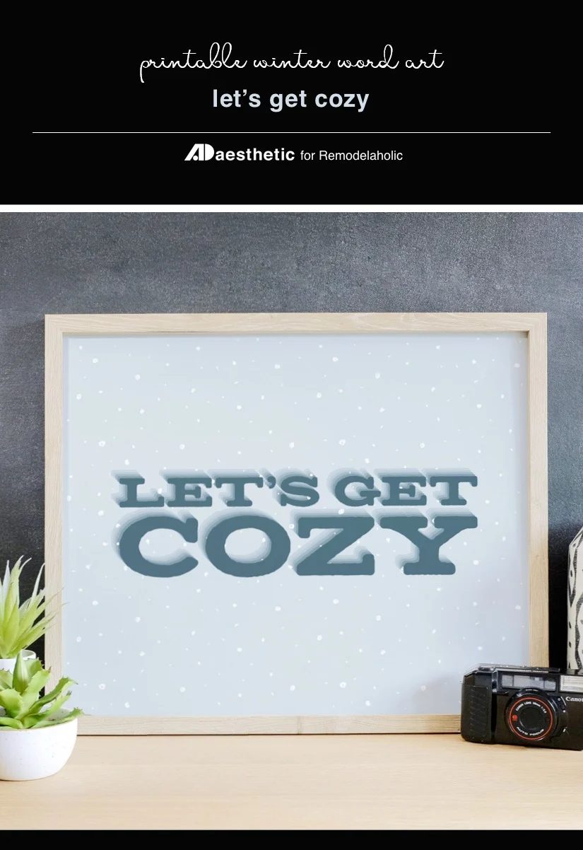 Winter Printable Word Art Graphic, Let's Get Cozy Gallery Wall Decor, AD Aesthetic For Bekob