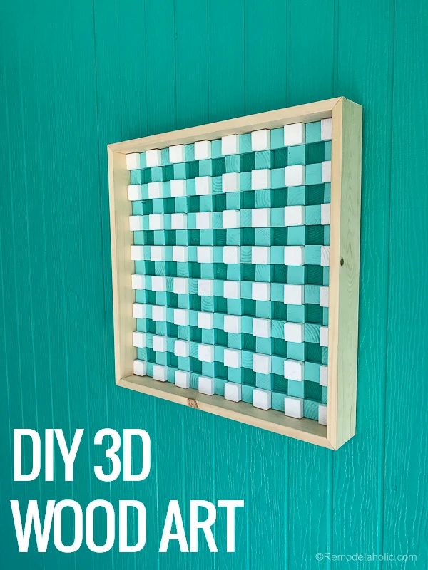 Colorful Handmade 3D Wood Art | This colorful summery buffalo check textured wood wall art will brighten up any space! Customize the colors to fit your space. Handmade walkthrough 