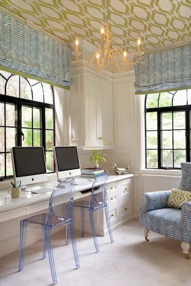double home office, Annsley Interiors via Nursery Notations